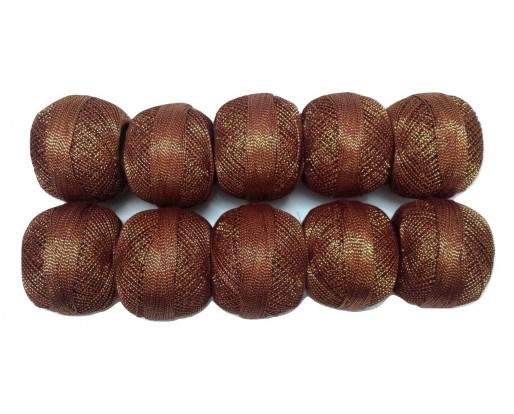 MAROON with GOLD - Lot Set of 10 - Cotton with Lurex Jari Zari Yarn Thread - For Crochet Lace Knitting Embroidery Trim - 1000+ Yards - 200 Grams